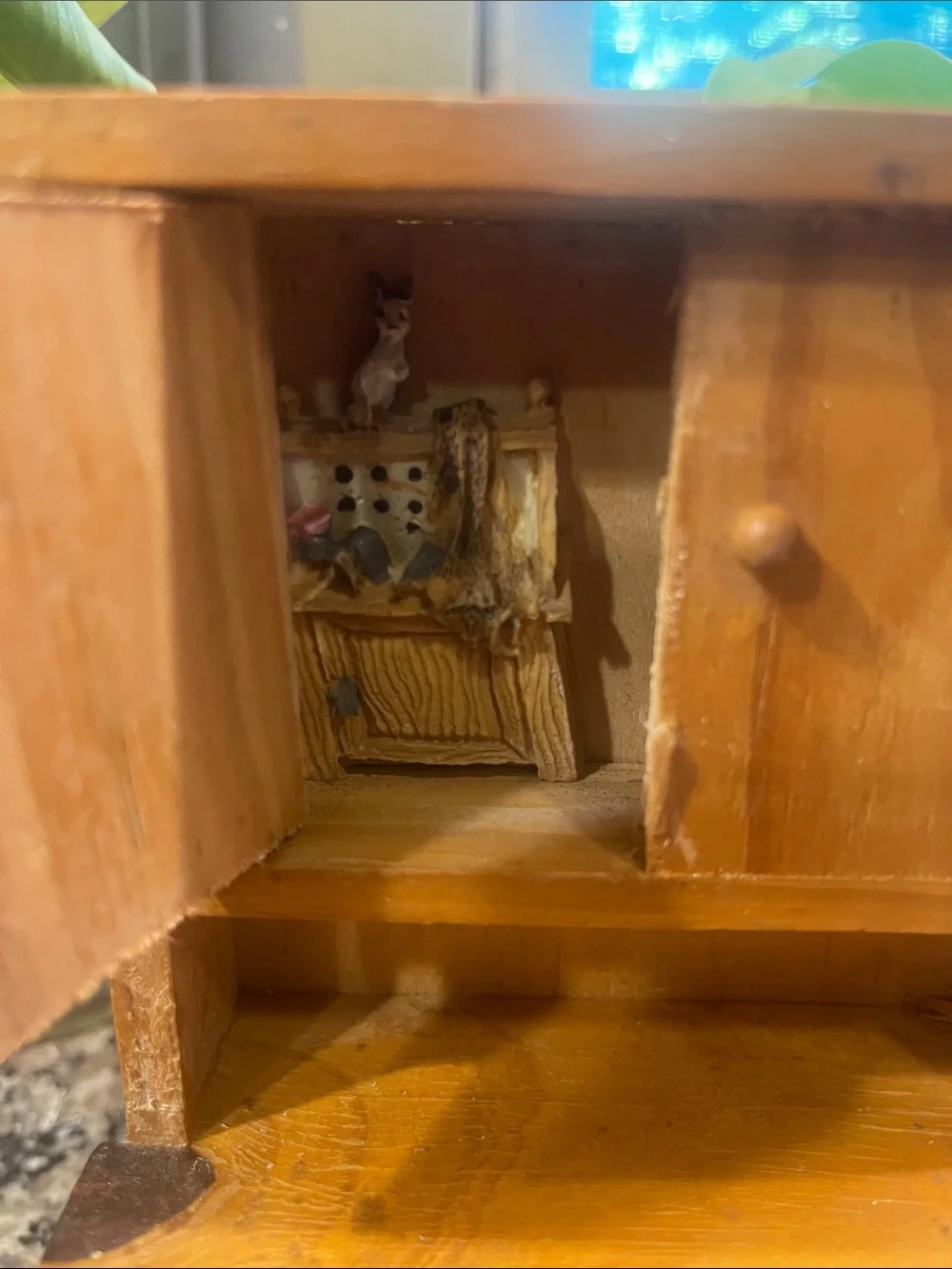 Vintage Miniature Wood Hutch Doll House Furniture